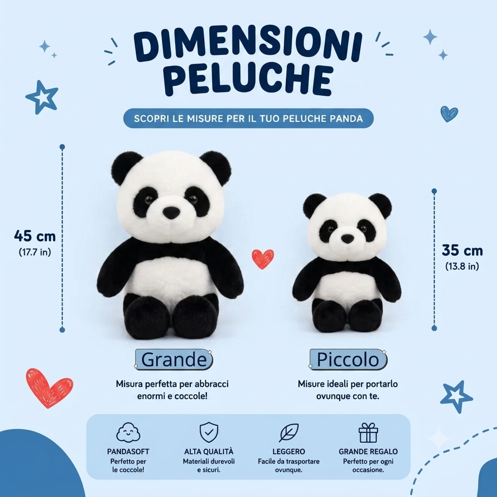 Panda — confronto misure 45cm e 60cm