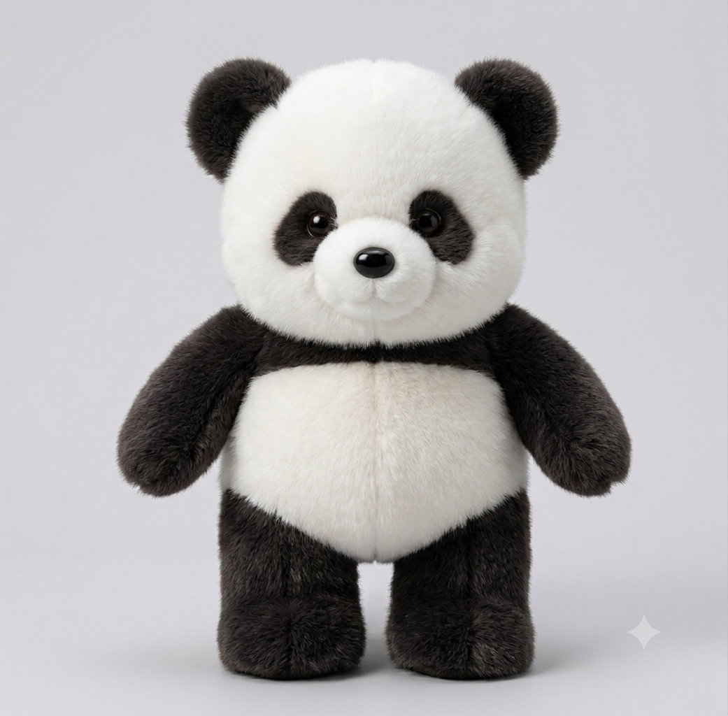 Panda peluche in piedi vista frontale