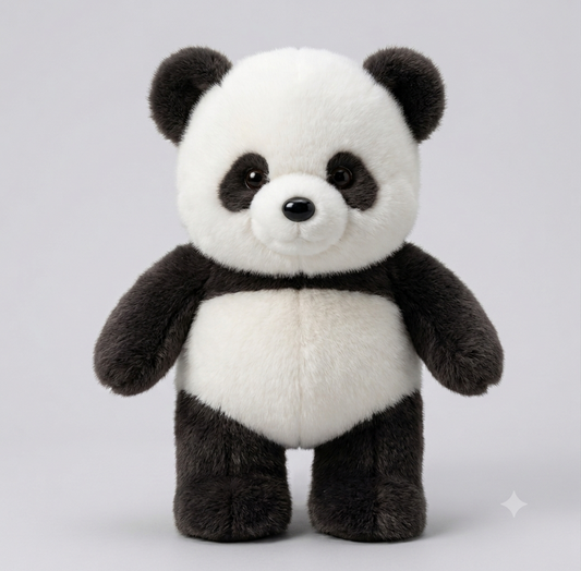 Panda peluche in piedi vista frontale